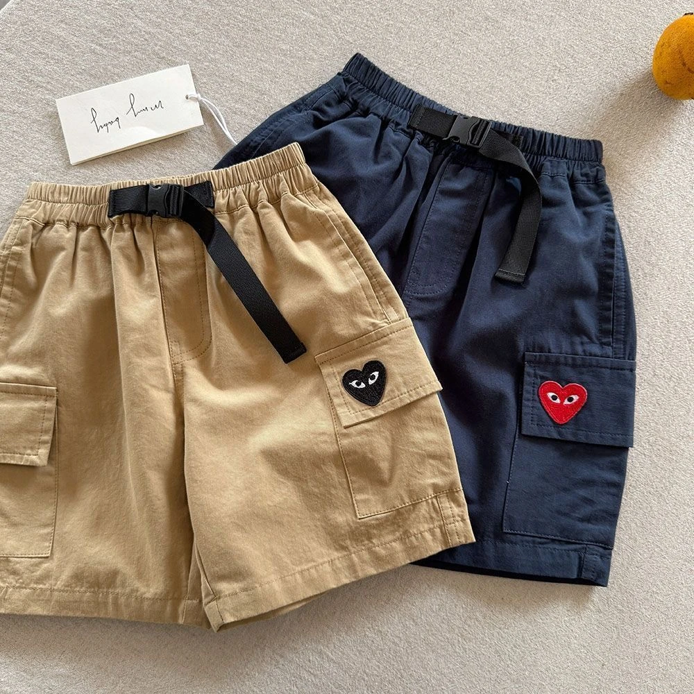 儿童夏季短裤男童2025夏季新款小童爱心五分裤宝宝工装短裤女薄款