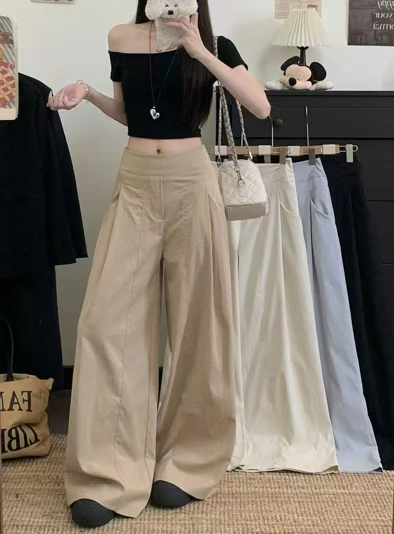 【现货+运费险】早秋老钱风重工秋款慵懒阔腿百垂感裤