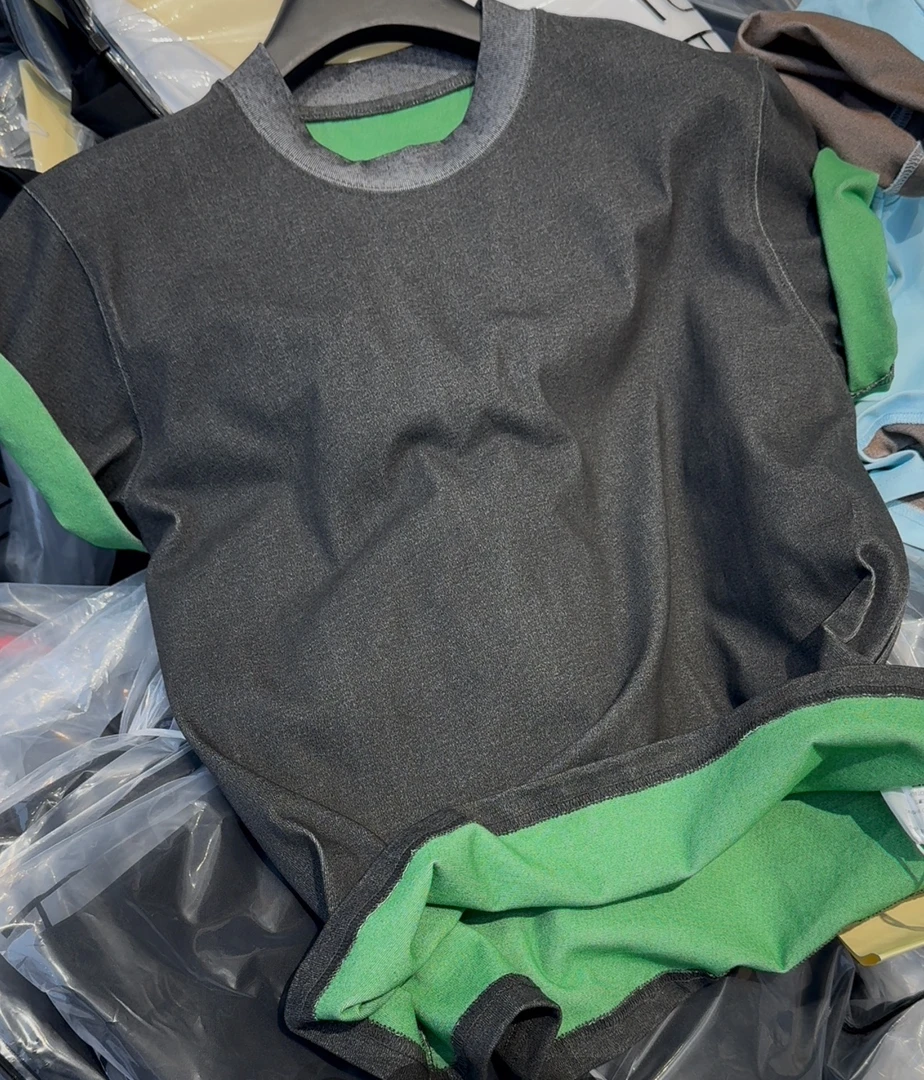 【HAV】新款时髦圆领袖口挽边撞色上衣