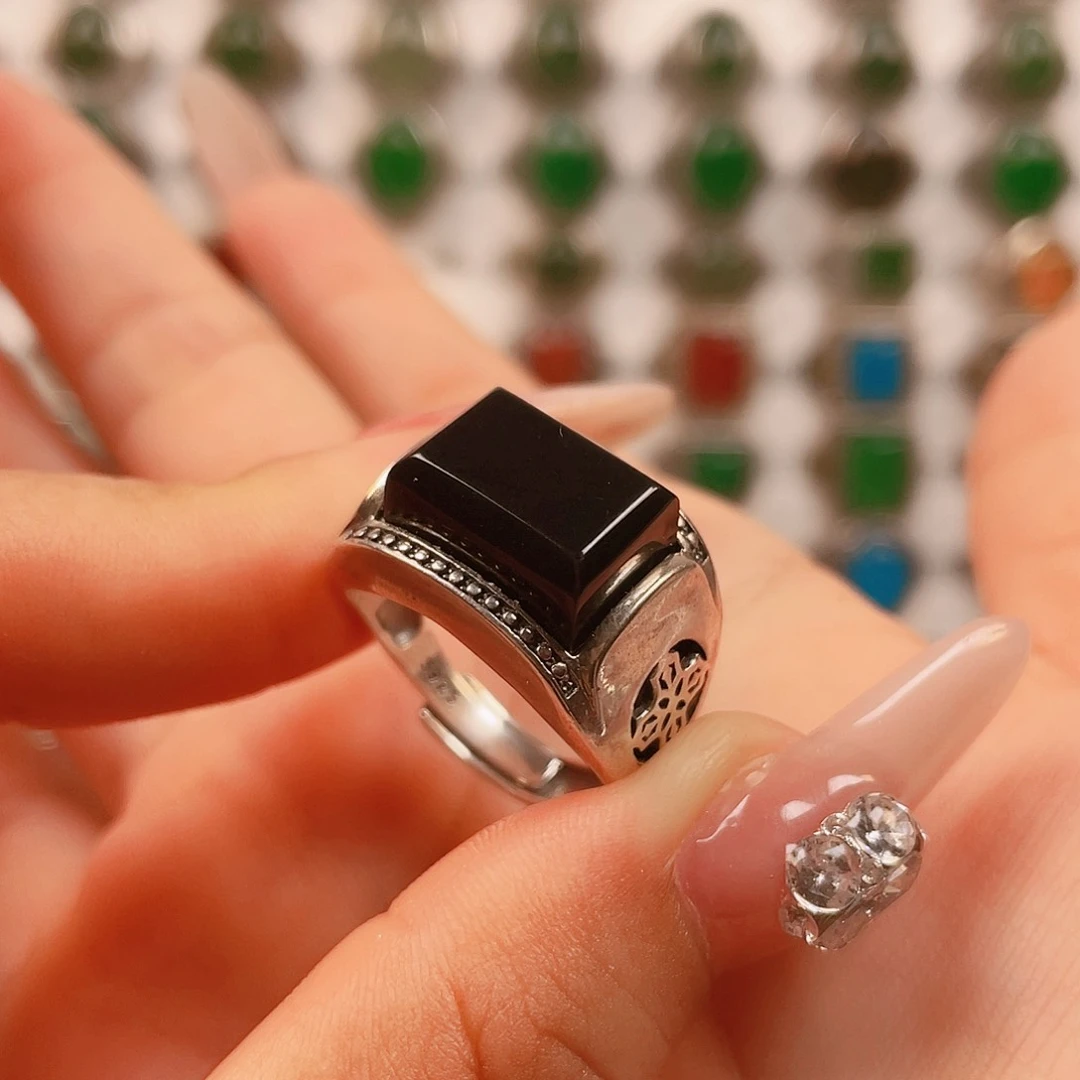 银S925镶嵌戒指和田玉