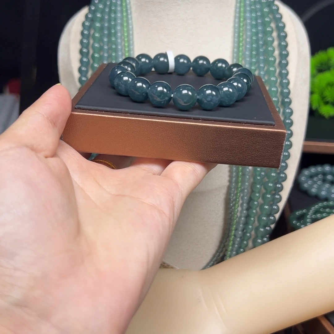 未镶嵌手链翡翠天然翡翠圆珠卡12
