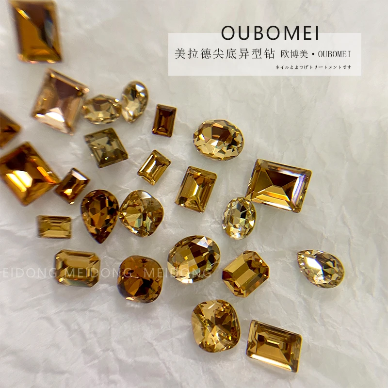 秋冬美拉德色系透黑紫色紫色美甲饰品冰糖尖底钻冰糖钻形状混装钻