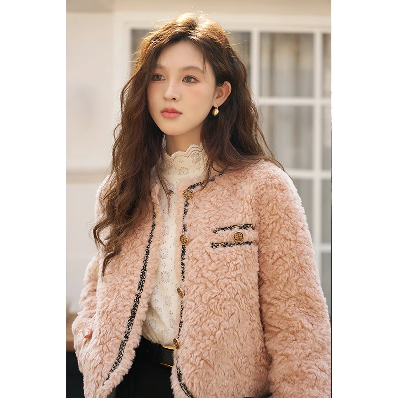 【年末大促】谜秀短款法式复古小香风外套女装毛毛女生小个子时尚