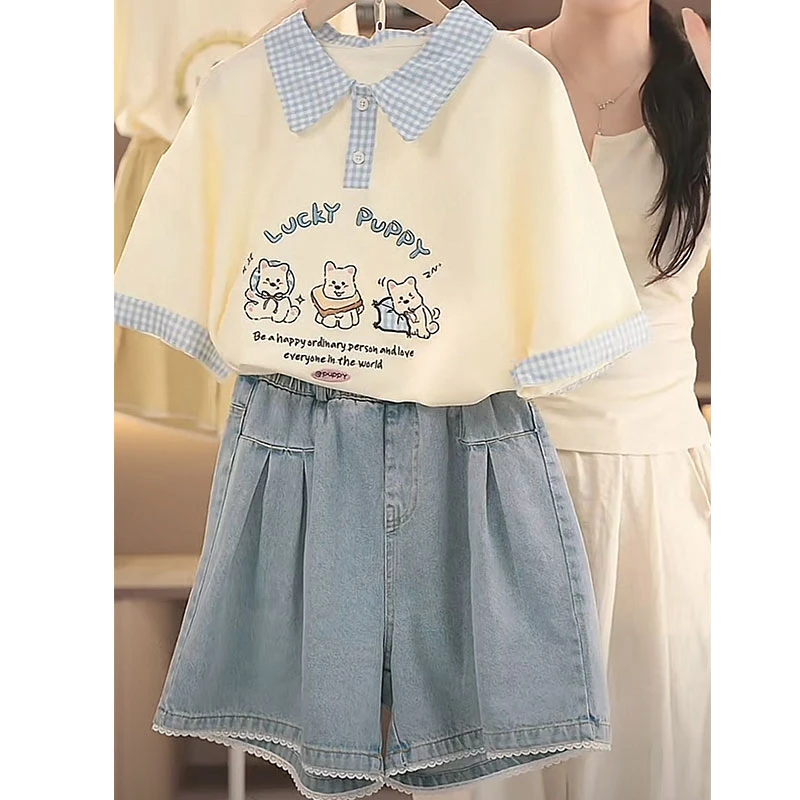 女童短袖T恤夏装2025夏季新款亲子装百搭儿童打底衫上衣25XK241