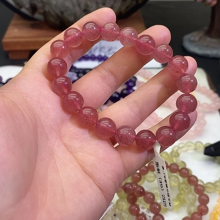 水晶手链未镶嵌鸽血红10+