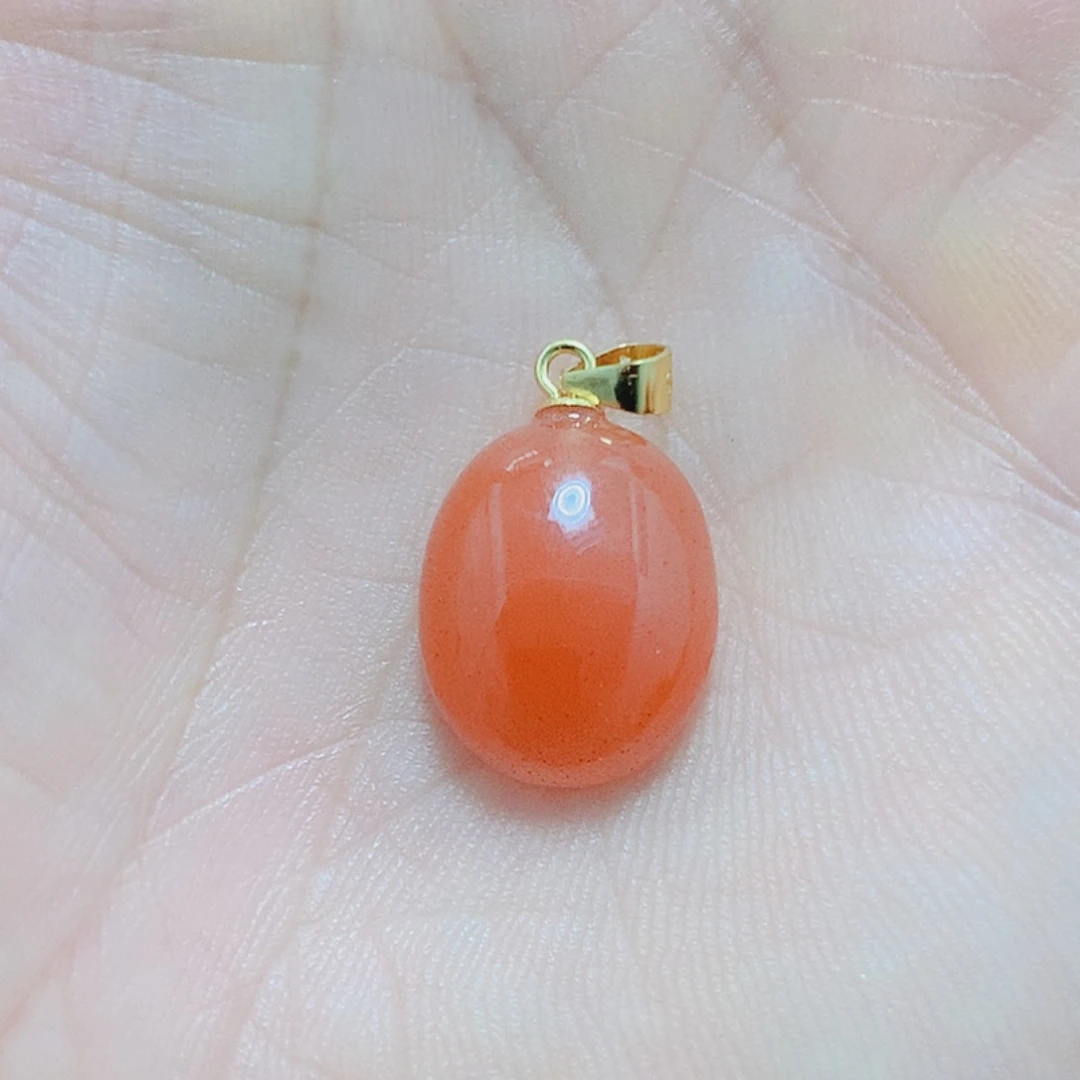 南红玛瑙银S925镶嵌吊坠(不含链)