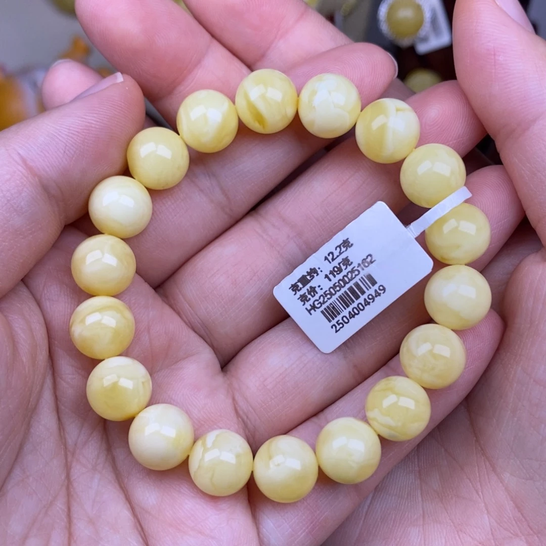 手链蜜蜡未镶嵌10圆珠浓白蜡