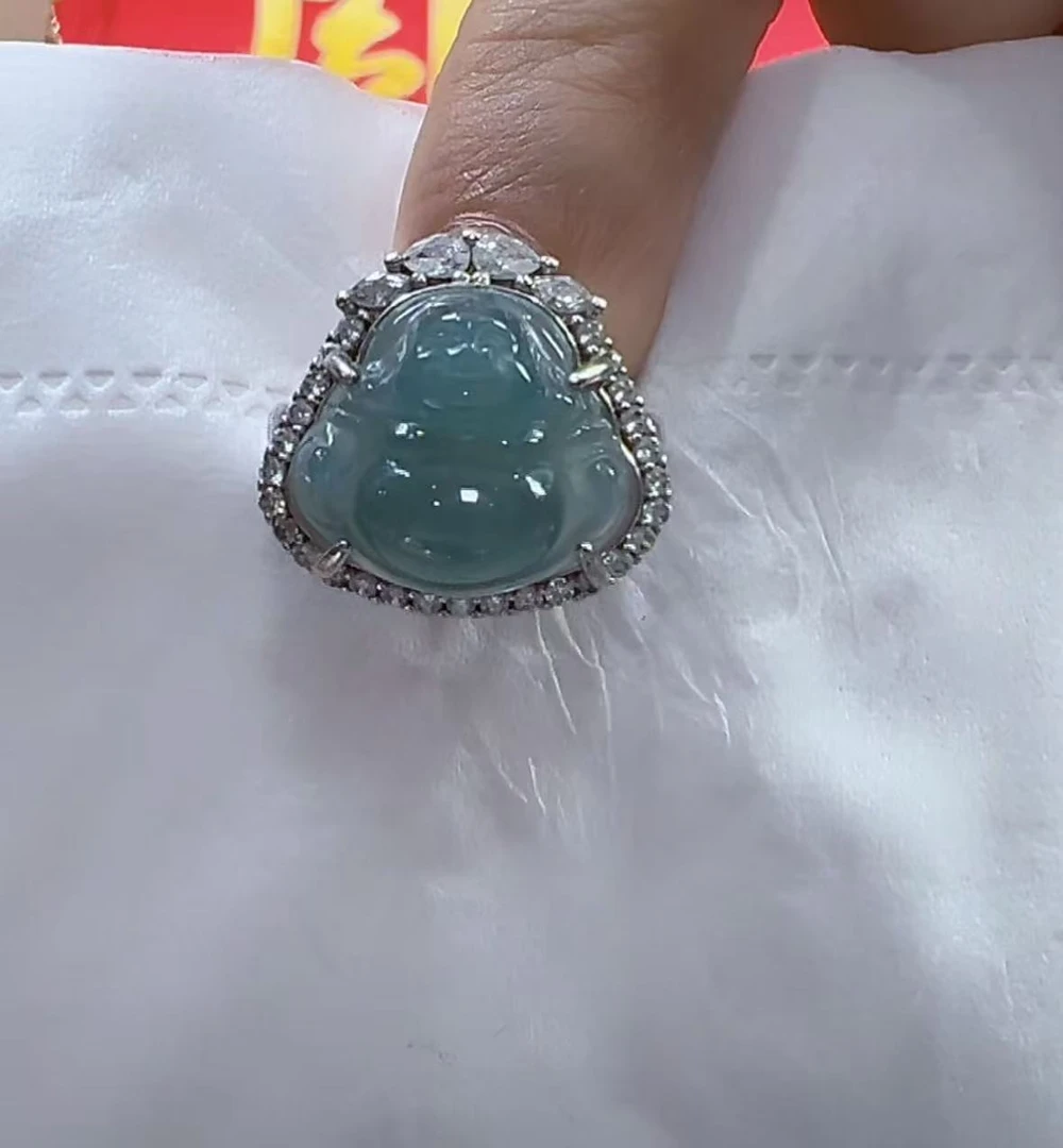 天然翡翠A货佛公戒指（多样性发货发其一）（春日珠宝）