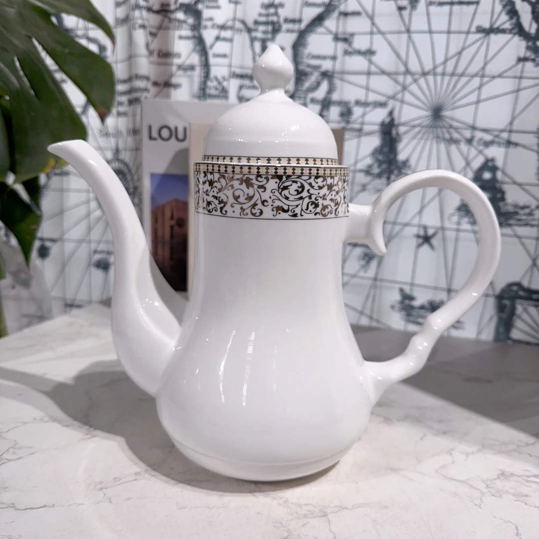 【轻奢金茶壶】高骨茶壶外贸出口骨瓷咖啡壶茶壶奶 出口外贸原单