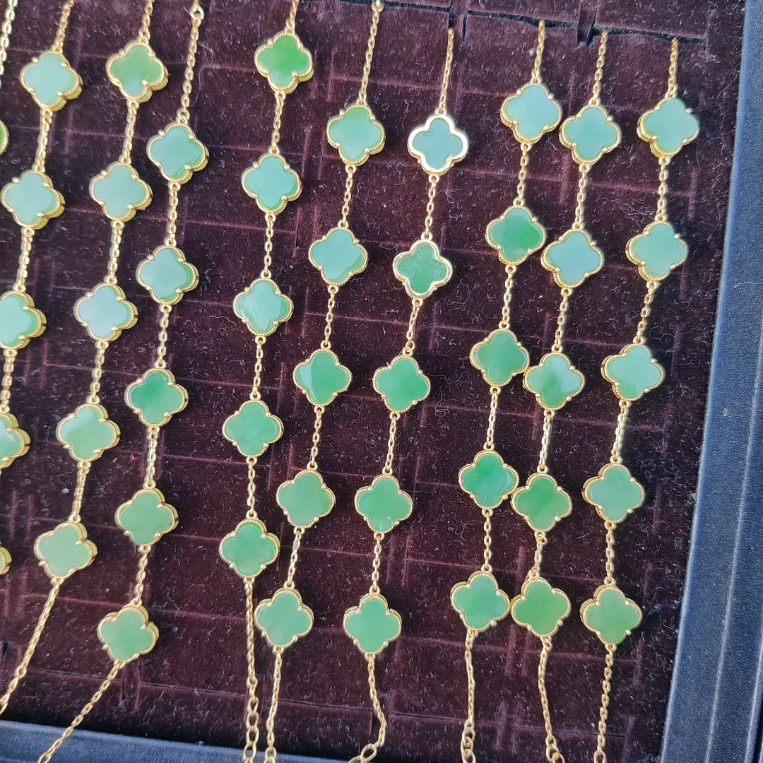 和田玉碧玉四叶草手链多样性拍一发一H