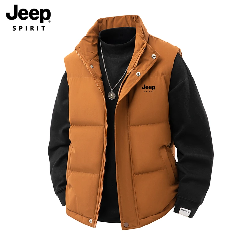 JEEPSPIRIT 吉普马甲2025秋冬季青年时尚百搭砍肩马夹保暖棉马甲