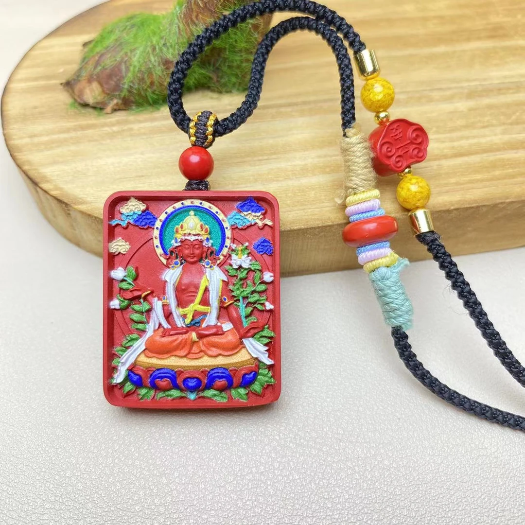 含辰砂工艺品高含量朱砂红砂设计款彩绘生肖八大佛吊坠正品保真