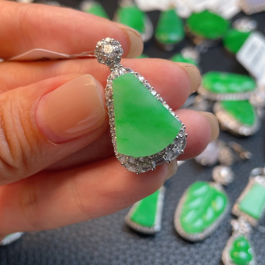 翡翠银S925镶嵌吊坠(不含链)