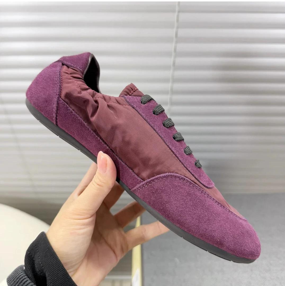 欧货真皮双色鞋带拼色平底高级2025新款低帮舒适百搭软底鞋女款