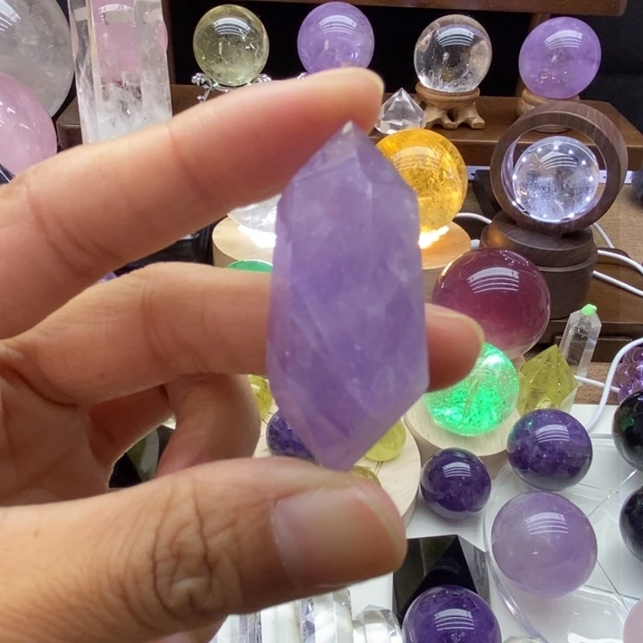 水晶摆件未镶嵌天然紫水晶双尖