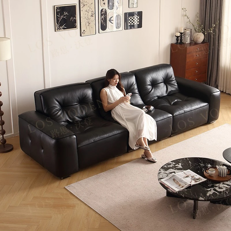 黑金刚沙发直排沙发全青皮牛皮沙发头层牛皮沙发客厅真皮沙发