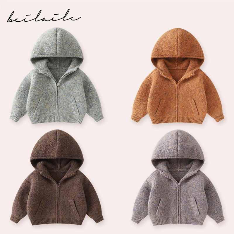 【连帽开衫毛衣 小乐妈咪】男童女宝宝春装春季毛衣外套打底衫I30