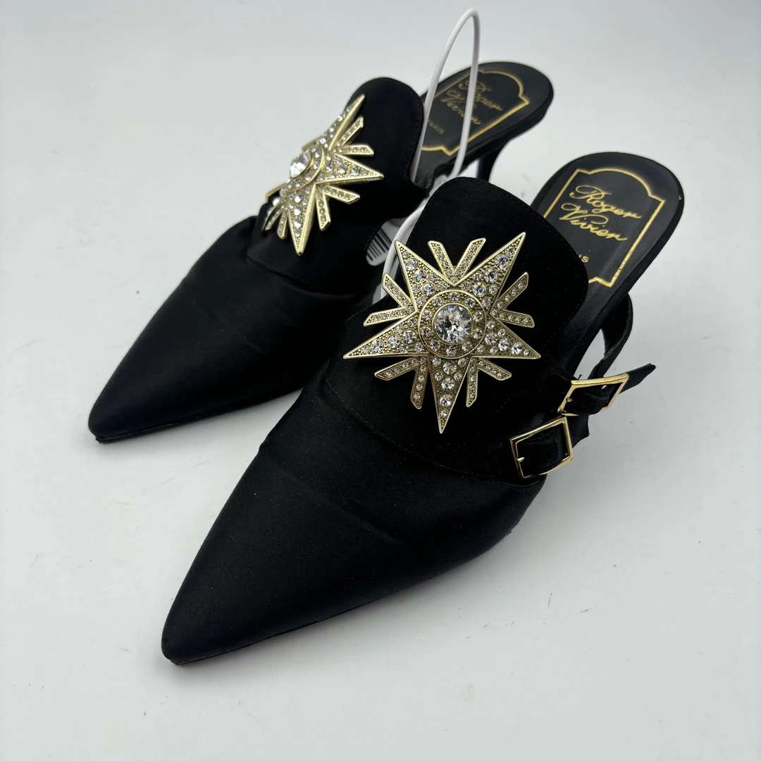 95新 Roger Vivier/罗杰·维威耶 34码/rv水钻高跟半拖/无盒/95新