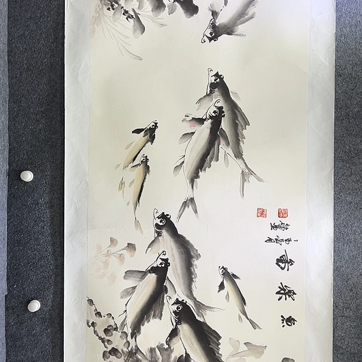 国画知鱼之乐纯手绘