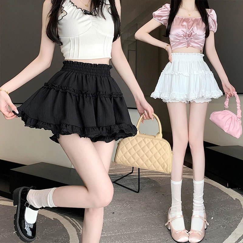 【301-350】2025年新款秋冬季白色高腰百搭防走光设计感蓬蓬裙短裙