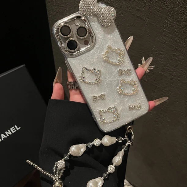 Ins风小众滴胶水泥Kitty手机壳适用苹果16promax/15/14/13