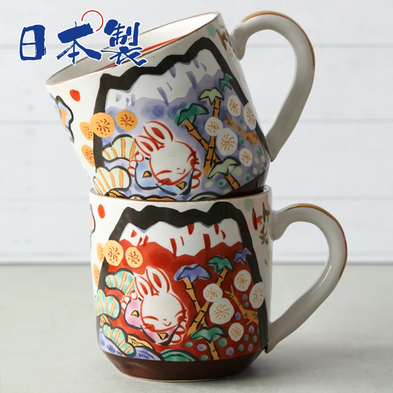 【2件套】日本进口濑户烧夕立窑富士日记马克杯330ml