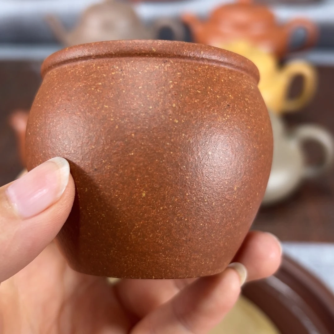 茶壶紫砂红降破矿料杯