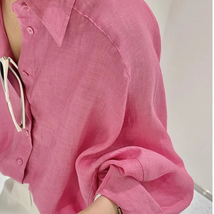 2025新款 仙气十足 自带清透呼吸感宽松显瘦苎麻防晒衬衫女