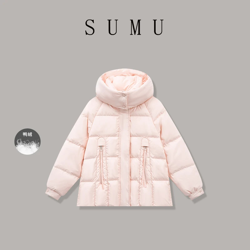宿慕连帽休闲拼接羽绒服时尚休闲冬季保暖洋气衣服女M0006U