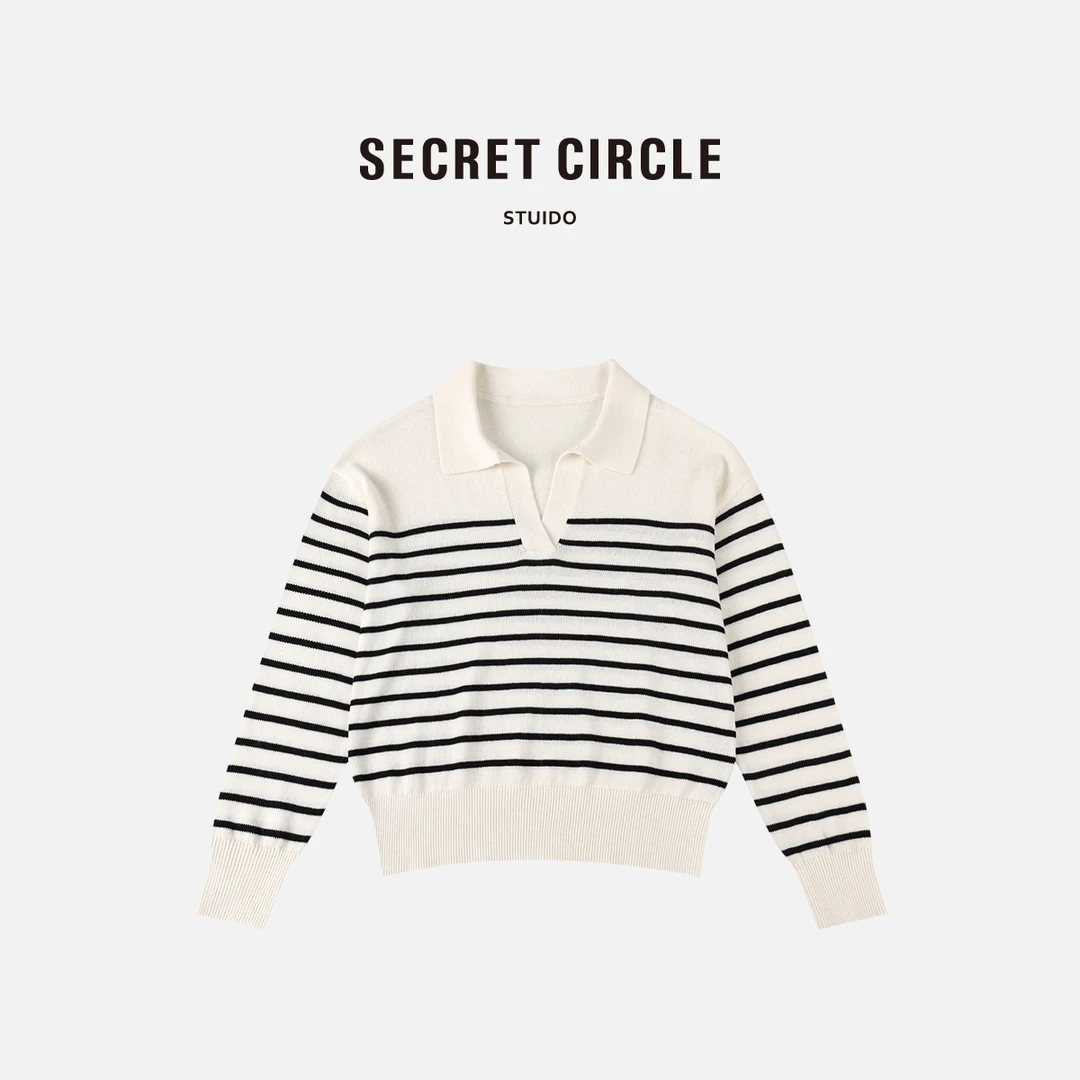 SECRET CIRCLE新款休闲百搭时尚条纹秋冬针织上衣29046
