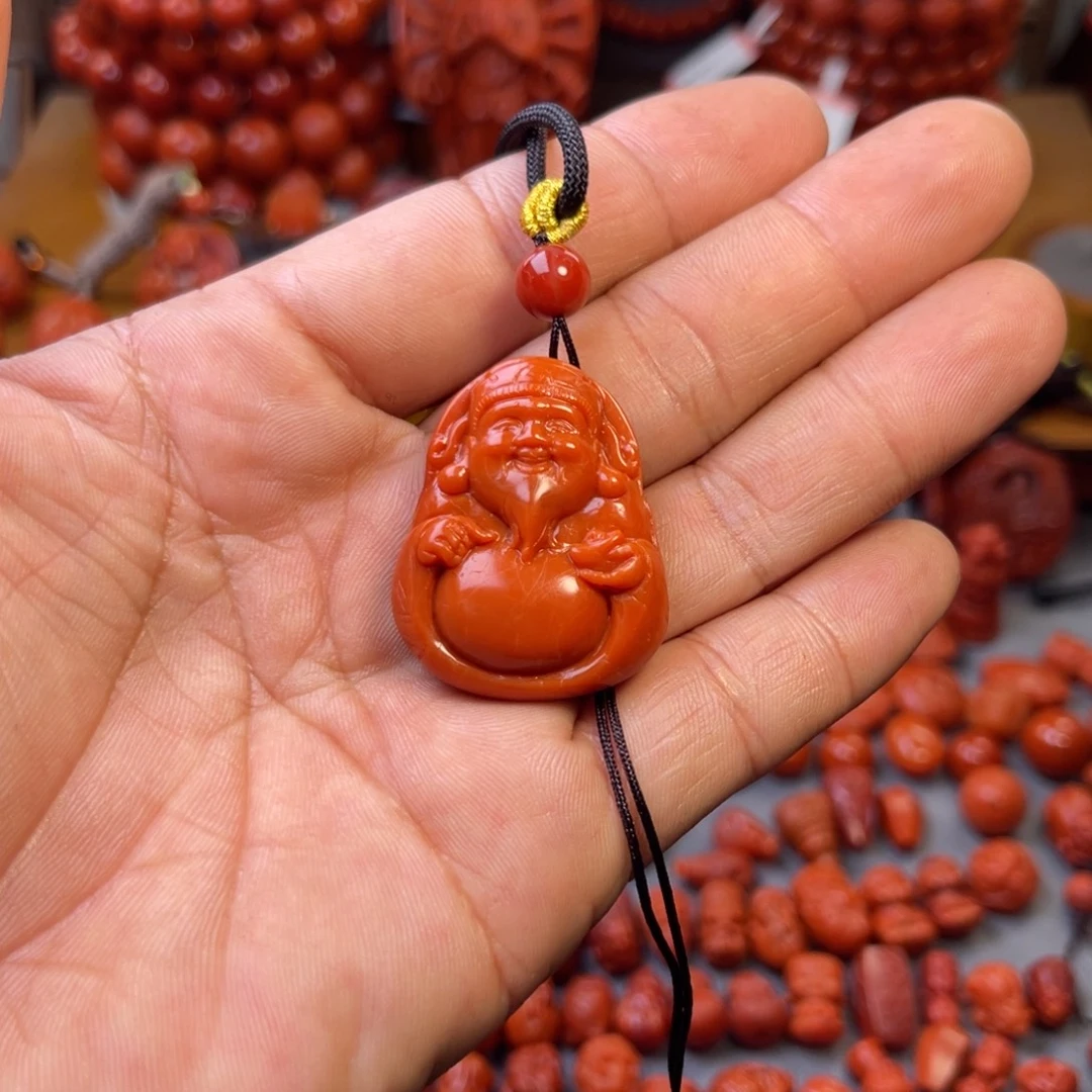 南红玛瑙未镶嵌川料精工财神吊坠