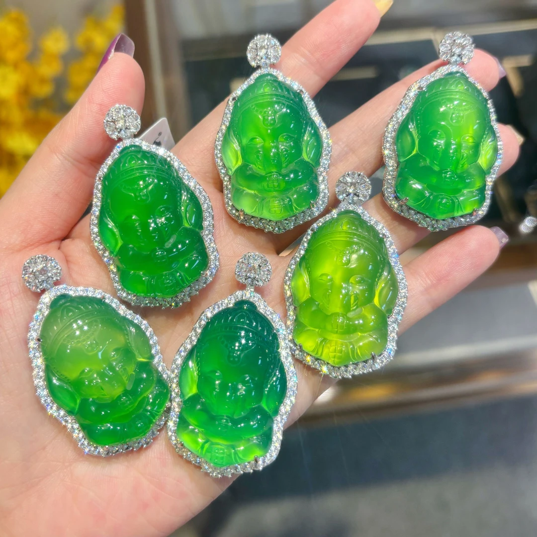 VISING马料绿玉髓象神吊坠项链【多样性发货发其一】