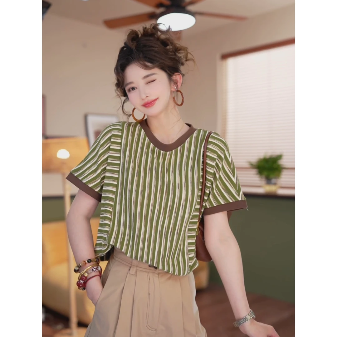 余紫绮【恋空】夏日百搭T恤女显瘦休闲上衣ZE0425554