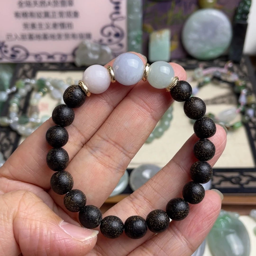 翡翠未镶嵌手链多宝木珠手链
