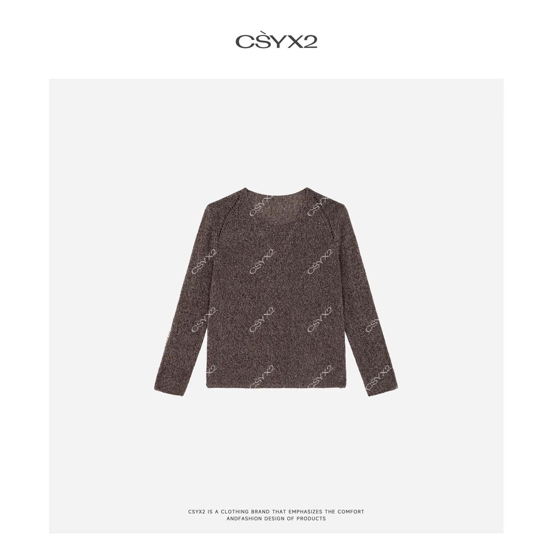 CsyX2-早秋新款“秋满天”绵羊毛+山羊绒V领毛衫CAQM023