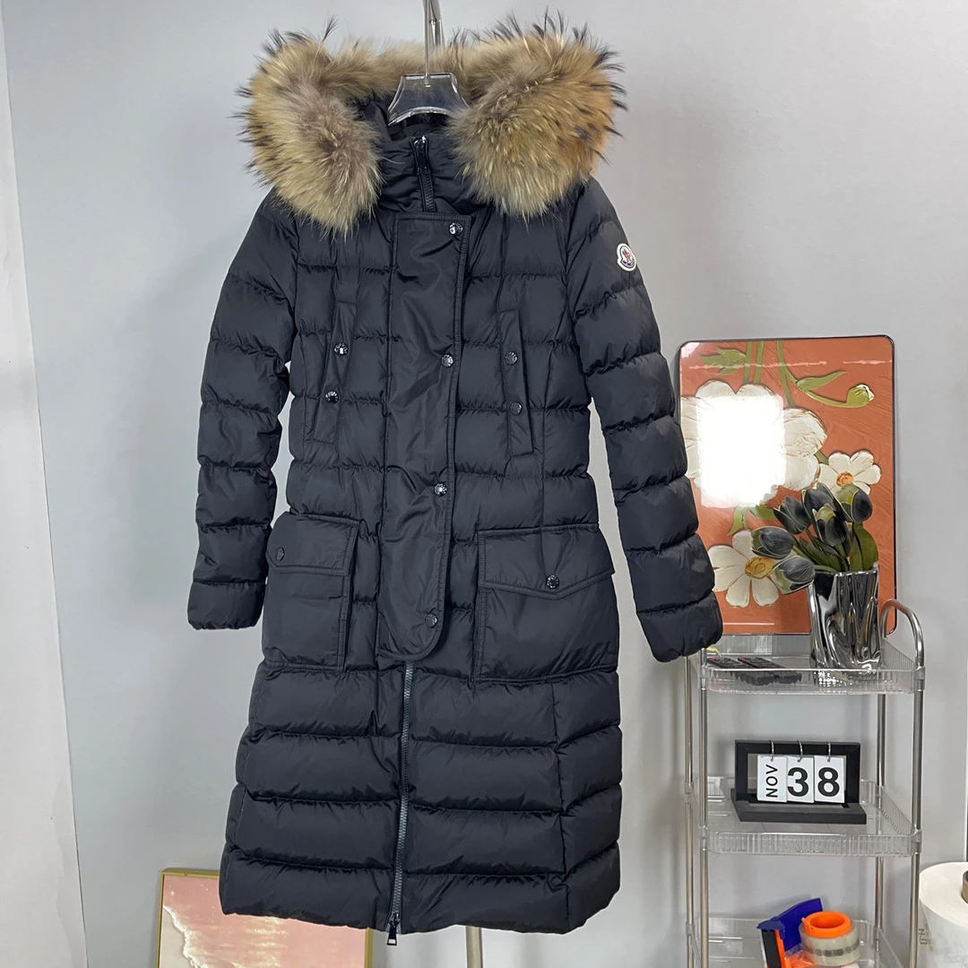 99新 MONCLER moncler 黑色 长款羽绒服 0码 99新 A8008