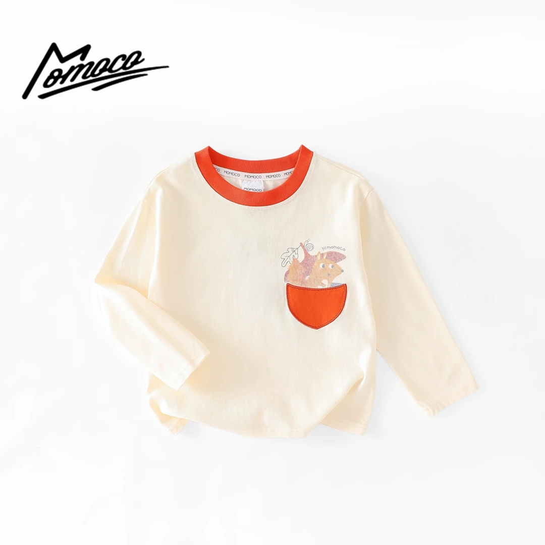 MOMOCO欧若风春季男童潮流拼接小松鼠可爱长袖T恤77130235019
