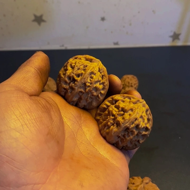 艰**斗文玩核桃，三角白狮子