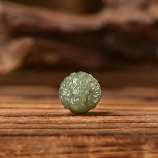 和田玉新疆且末料青玉龙珠单散珠圆珠雕刻配珠文玩手串DIY手工