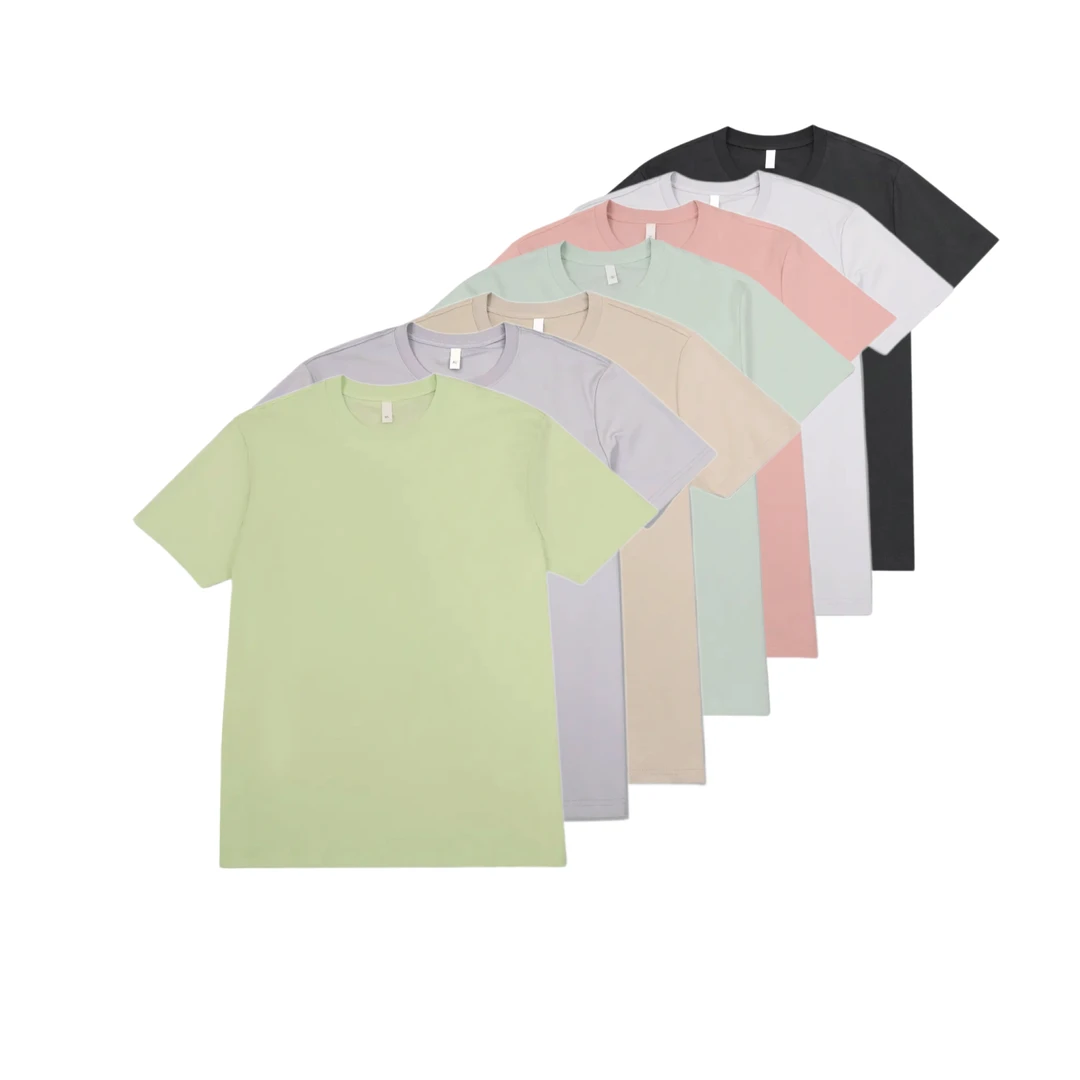 短袖夏季圆领纯色冰丝圆领宽松T恤春夏纯色简约设计师透气2580