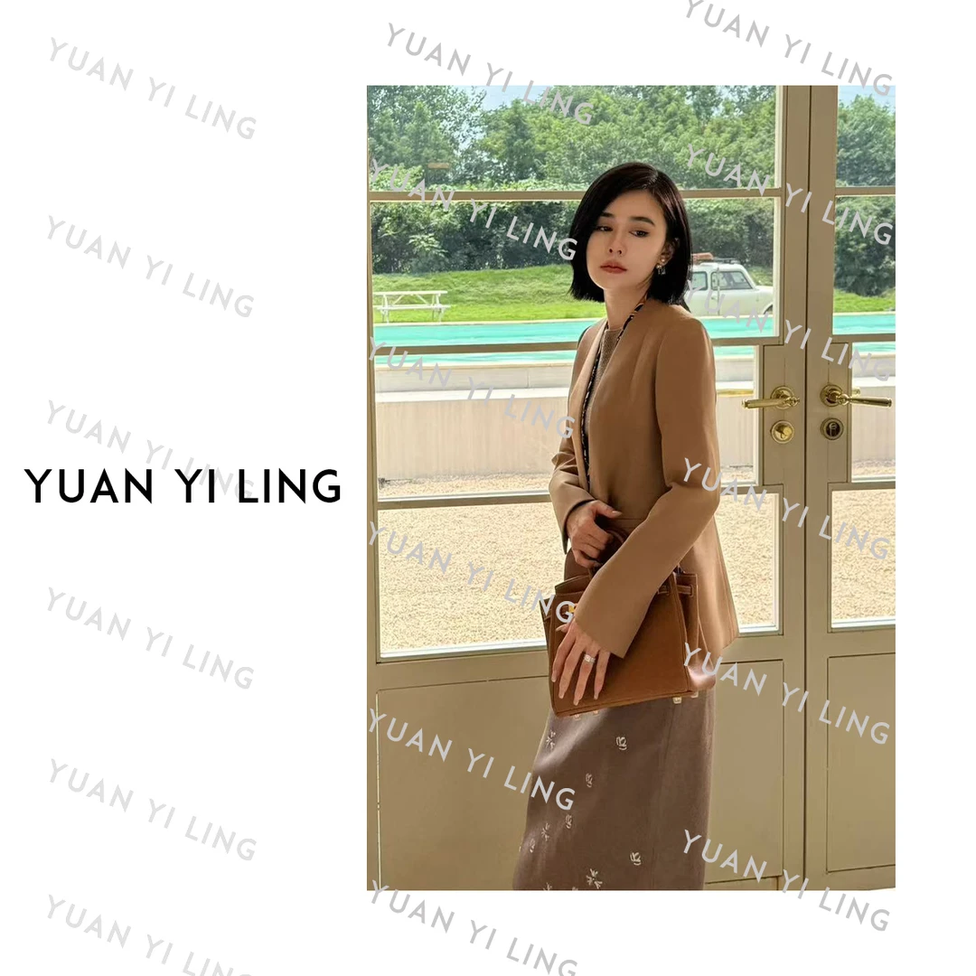 袁艺灵【经典系列】25秋季收腰立体剪裁澳毛V领长袖西装外套 5020