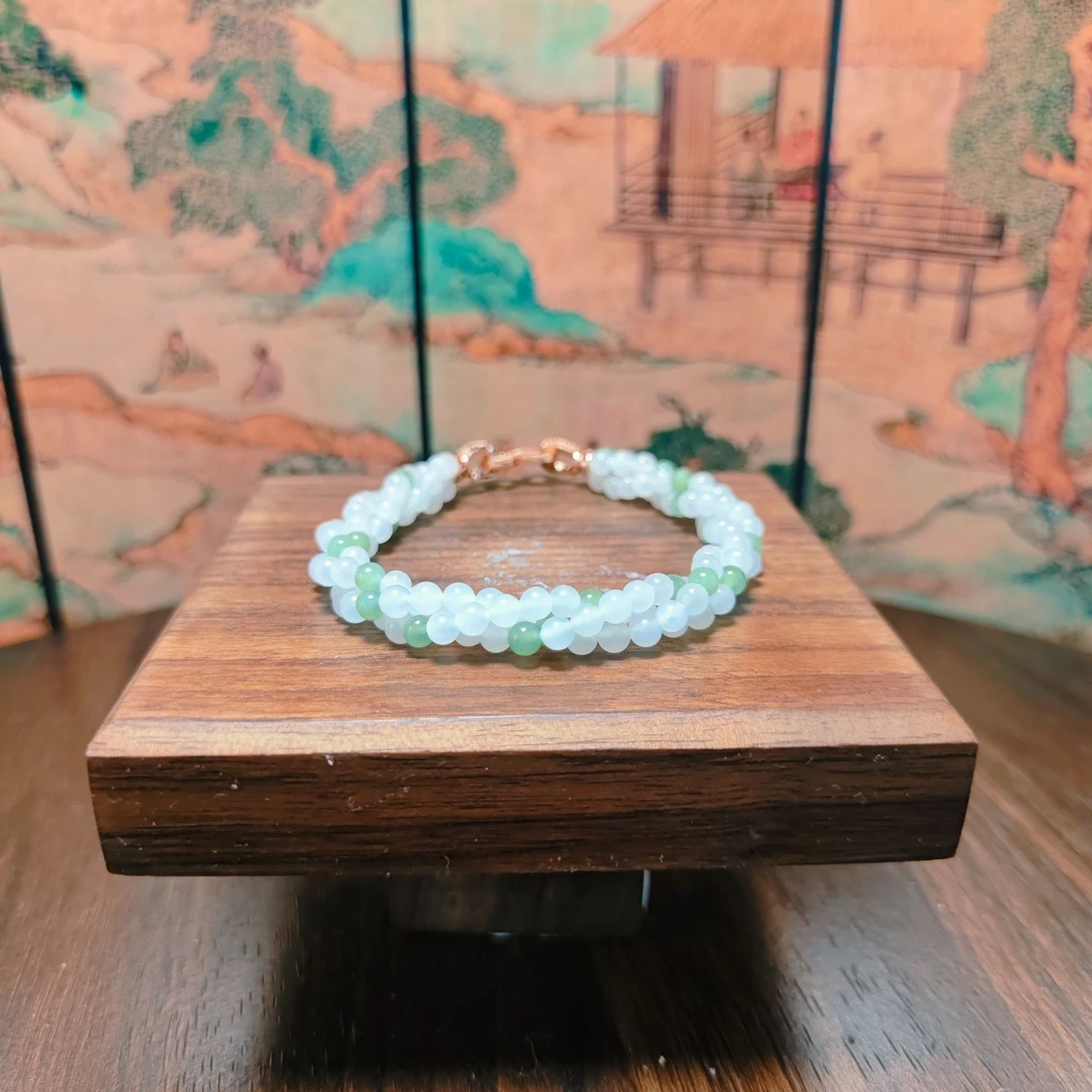 Q和田玉麻花辫手链2115