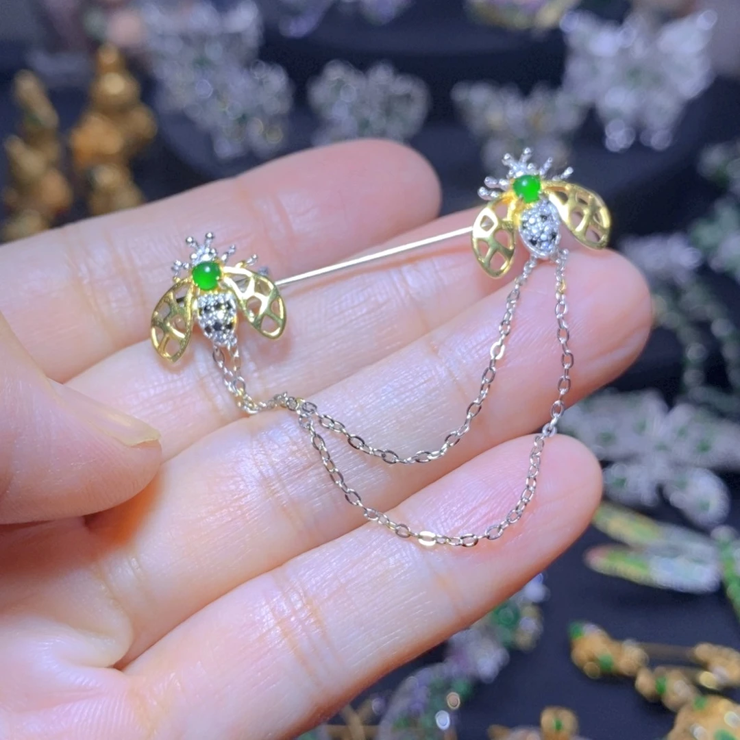 翡翠银S925镶嵌颈饰天然翡翠