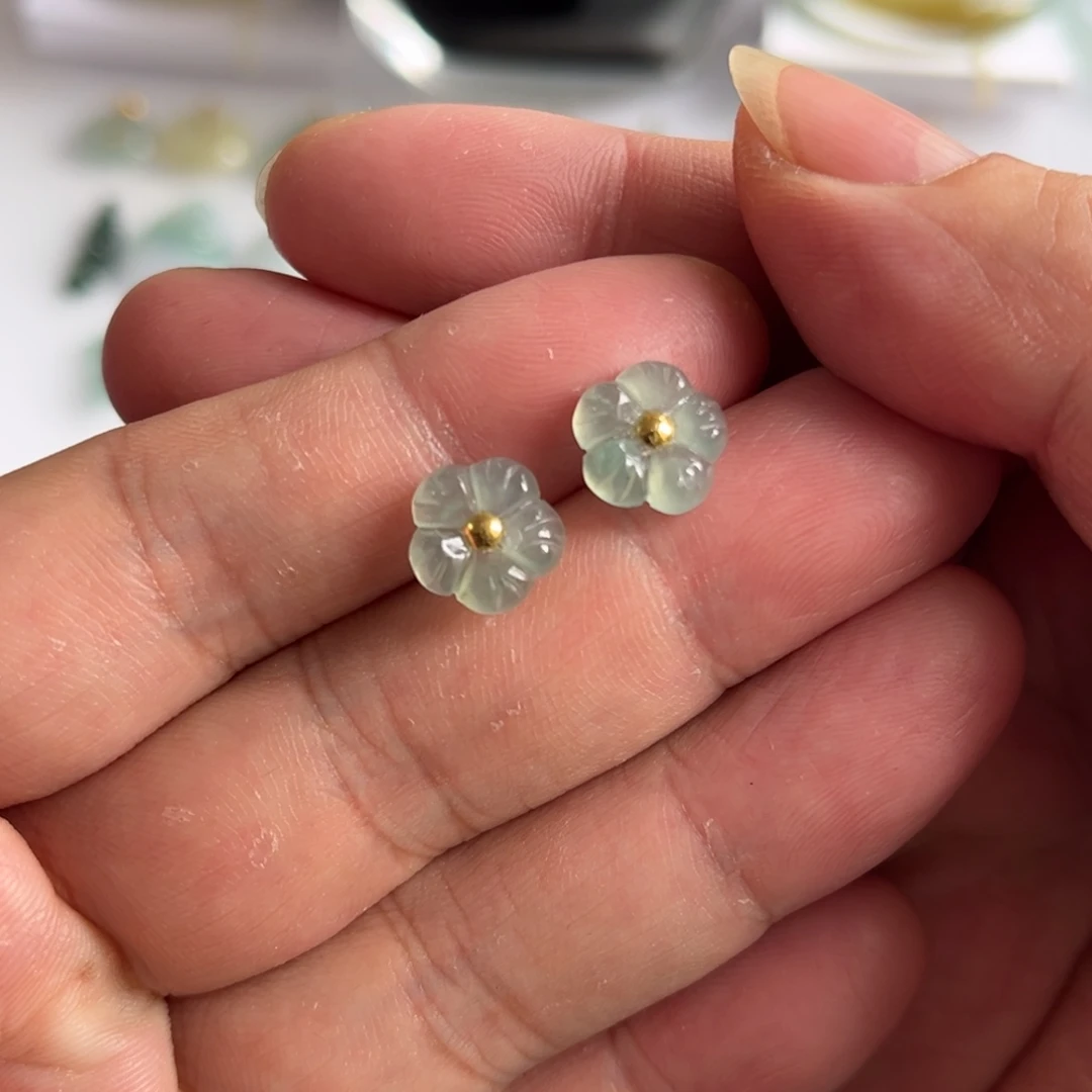 翡翠18K金镶嵌耳饰福利