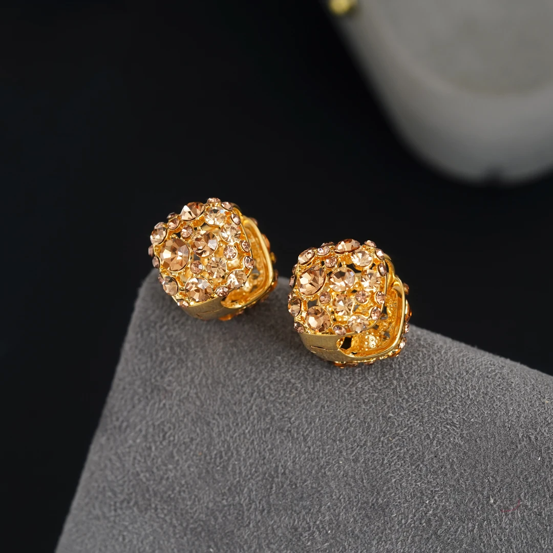 铜合金耳饰 美拉德色系双面亮锆个性精致简约百搭耳饰耳扣女N3822