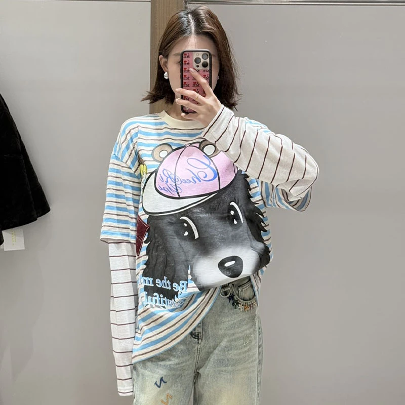 【现货】CHEERiUPi2026早春新款假两件拉布拉多长袖T恤百搭