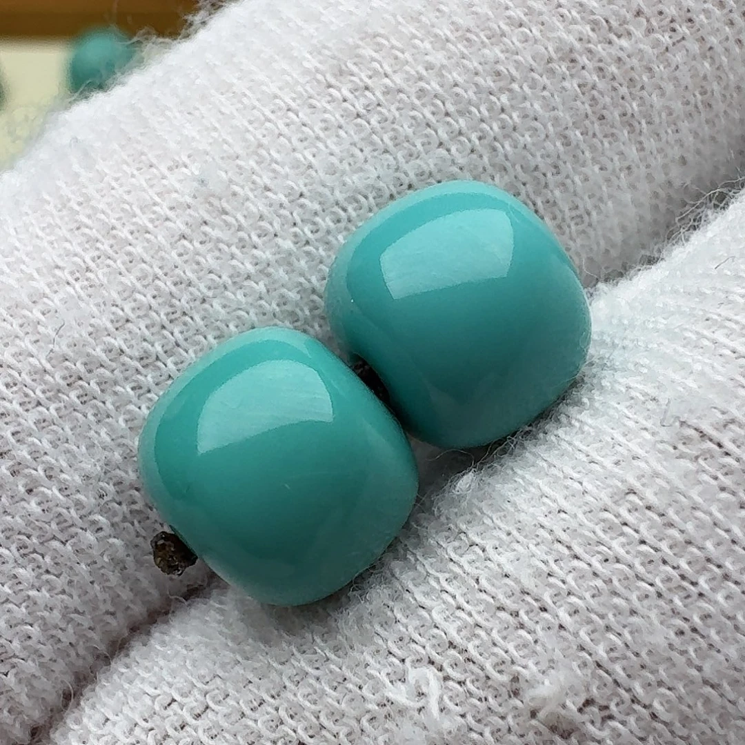 绿松石未镶嵌老型对珠8.9