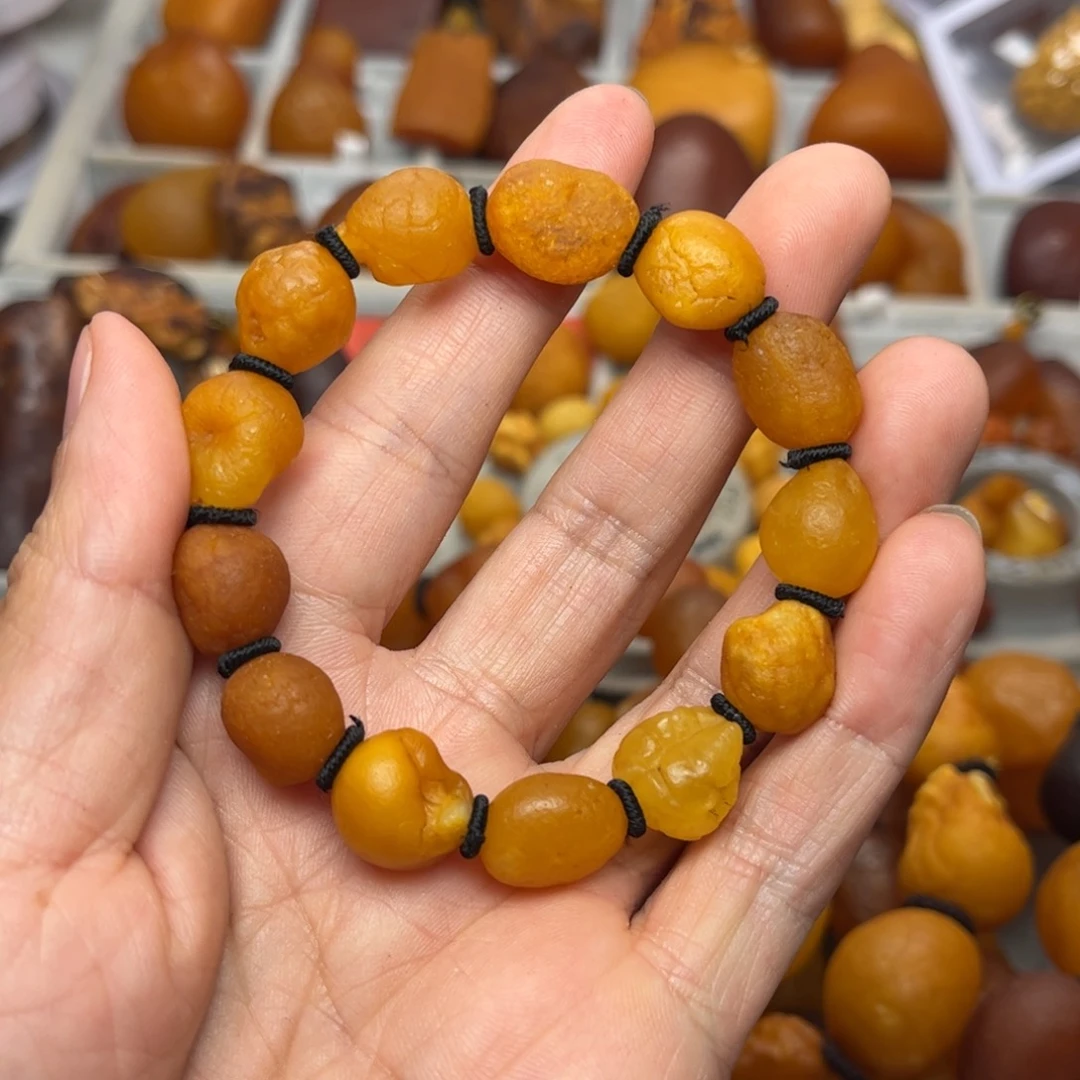 琥珀裸石未镶嵌天然蜜蜡手串