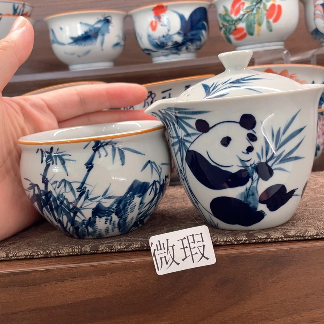 釉下彩纯手绘有瑕
