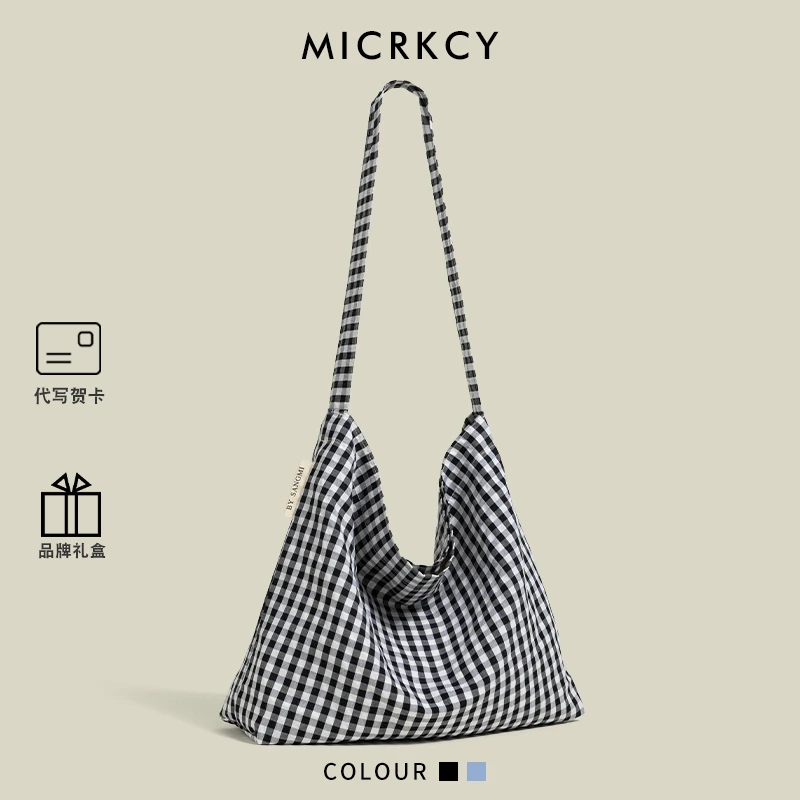 MICR&KCY慵懒风百搭托特包女生2025新款夏天休闲帆布包单肩斜挎包